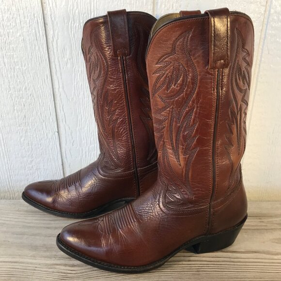 Heritage West Mens Mahogany Brown Leather Western Dress Boots 10 EE 1301 USA - Picture 2 of 13